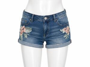Aeropostale Floral Embroidered Denim Shorty Shorts - Size 10